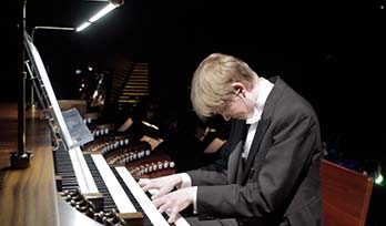 Frederik Magle playing the pipe organ at Copenhagen Concert Hall