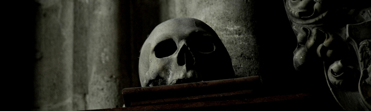 Skull in a cathedral
